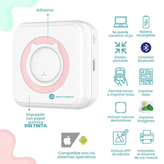 PrintyGo - Mini impresora térmica portátil sin tinta